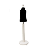Children Kids Age 1 year Tailors Dummy Mannequin, Black Torso Bust with a white Wood Round Base